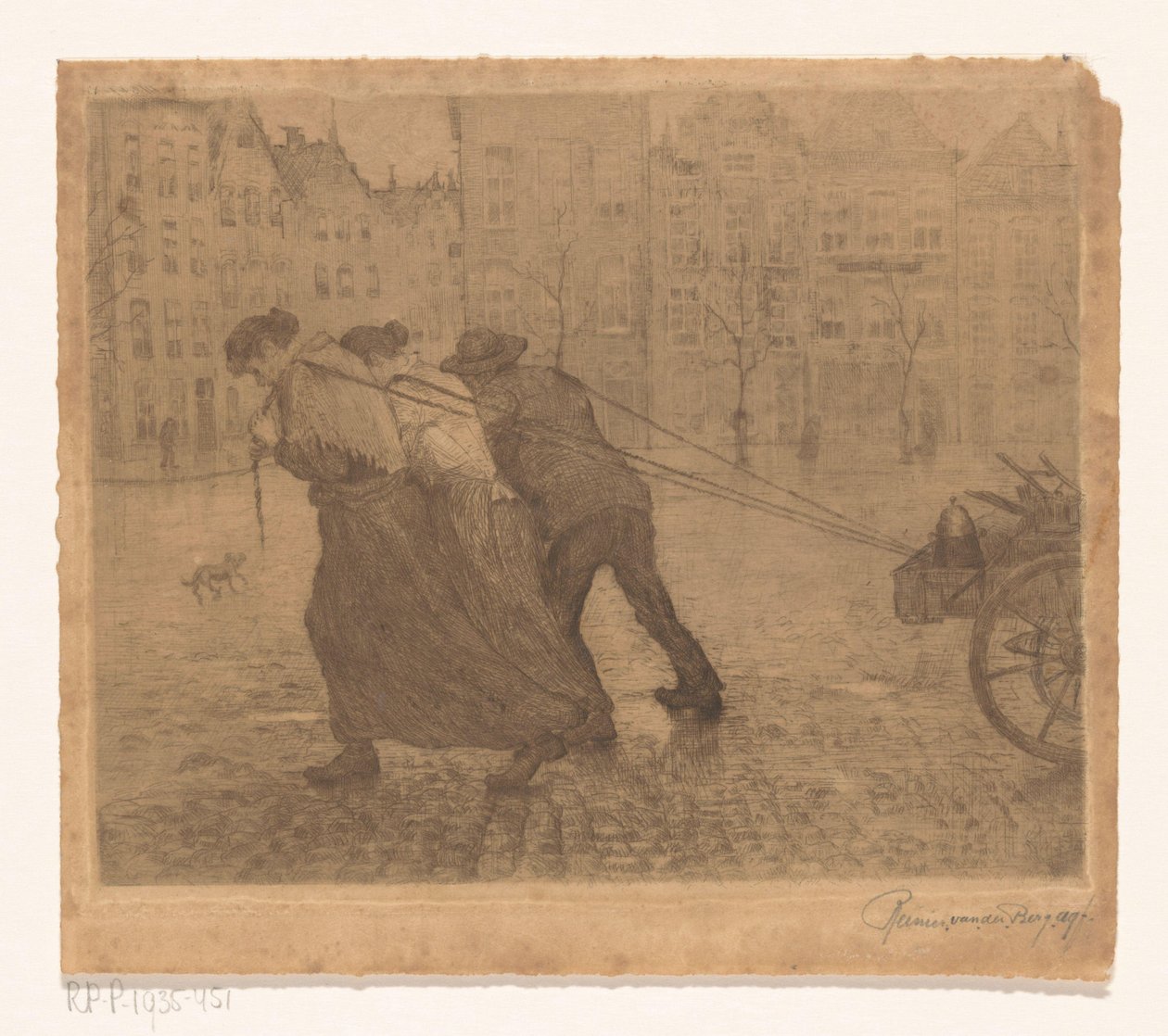 Trækker vogn af Reinier van den Berg (signed by artist)