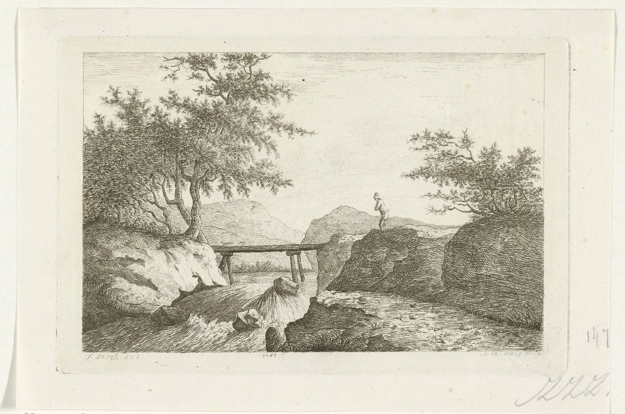 Bro ved et vandfald af Reinierus Albertus Ludovicus baron van Isendoorn à Blois