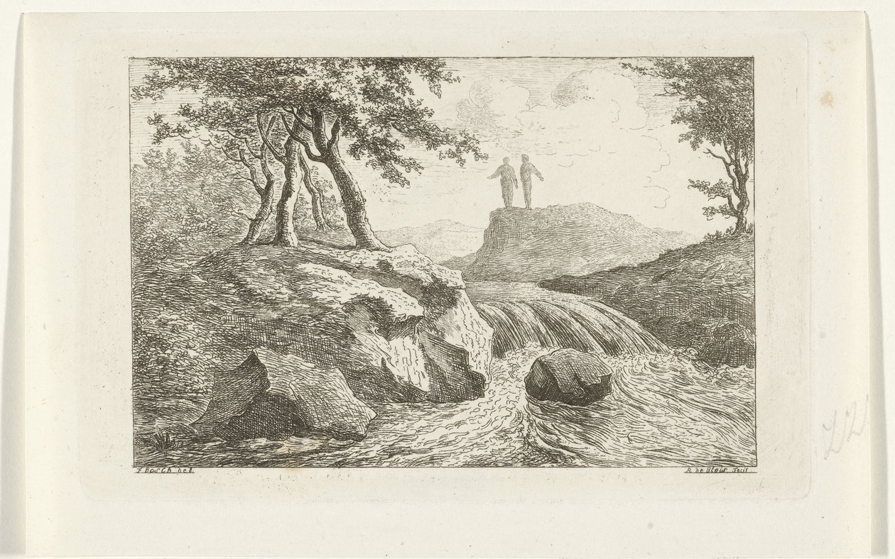 Landskab med vandfald af Reinierus Albertus Ludovicus baron van Isendoorn à Blois