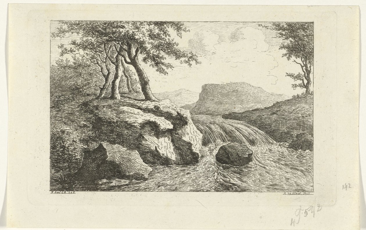 Landskab med vandfald af Reinierus Albertus Ludovicus baron van Isendoorn à Blois