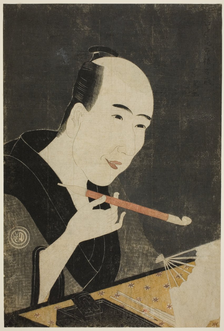 Portræt af Santo Kyoden, mesteren af Kyobashi (Edo hana Kyobashi natori) af Rekisentei Eiri