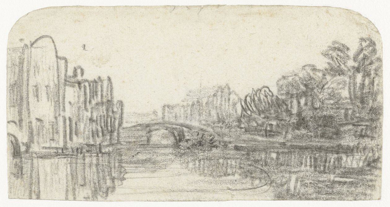 Udsigt over Nieuwezijds Voorburgwal i Amsterdam af Rembrandt van Rijn