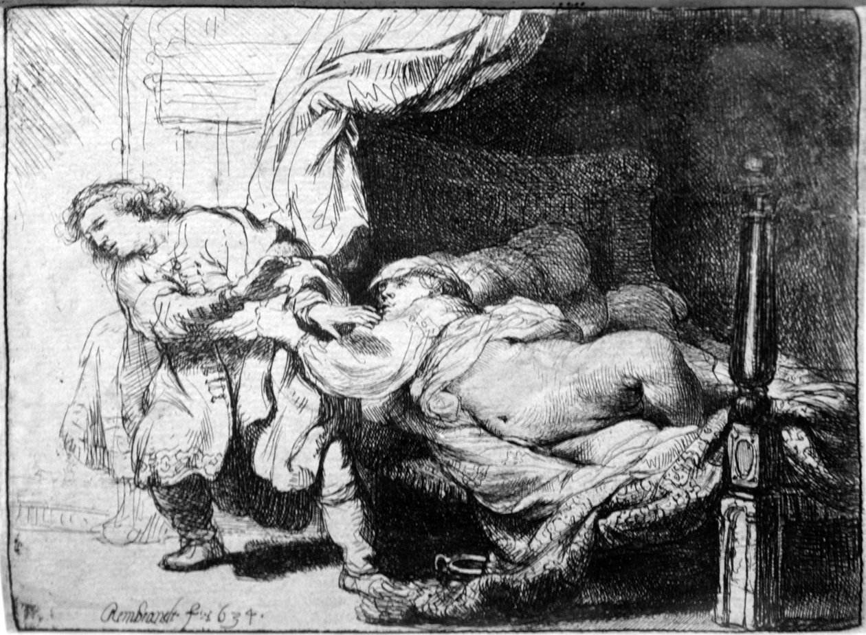 Joseph og Potifars kone af Rembrandt van Rijn