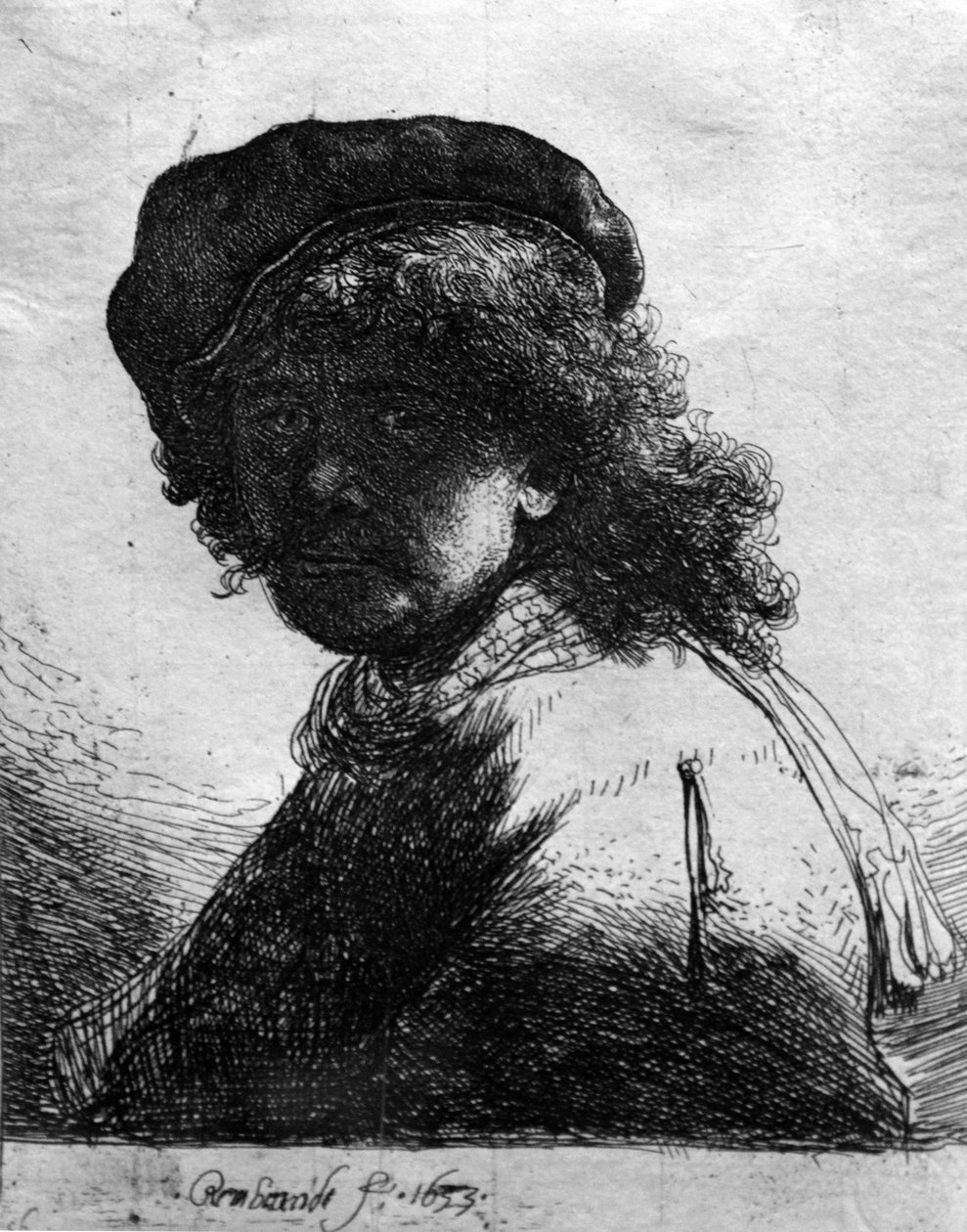 Selvportræt med tørklædet af Rembrandt van Rijn
