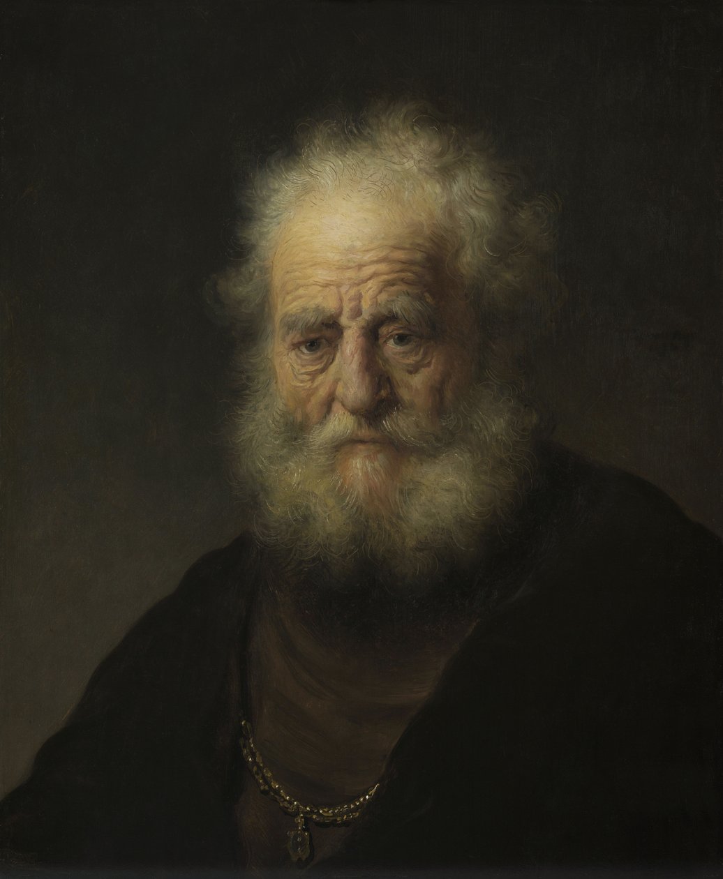 Studie af en gammel mand med en guldkæde af Rembrandt van Rijn