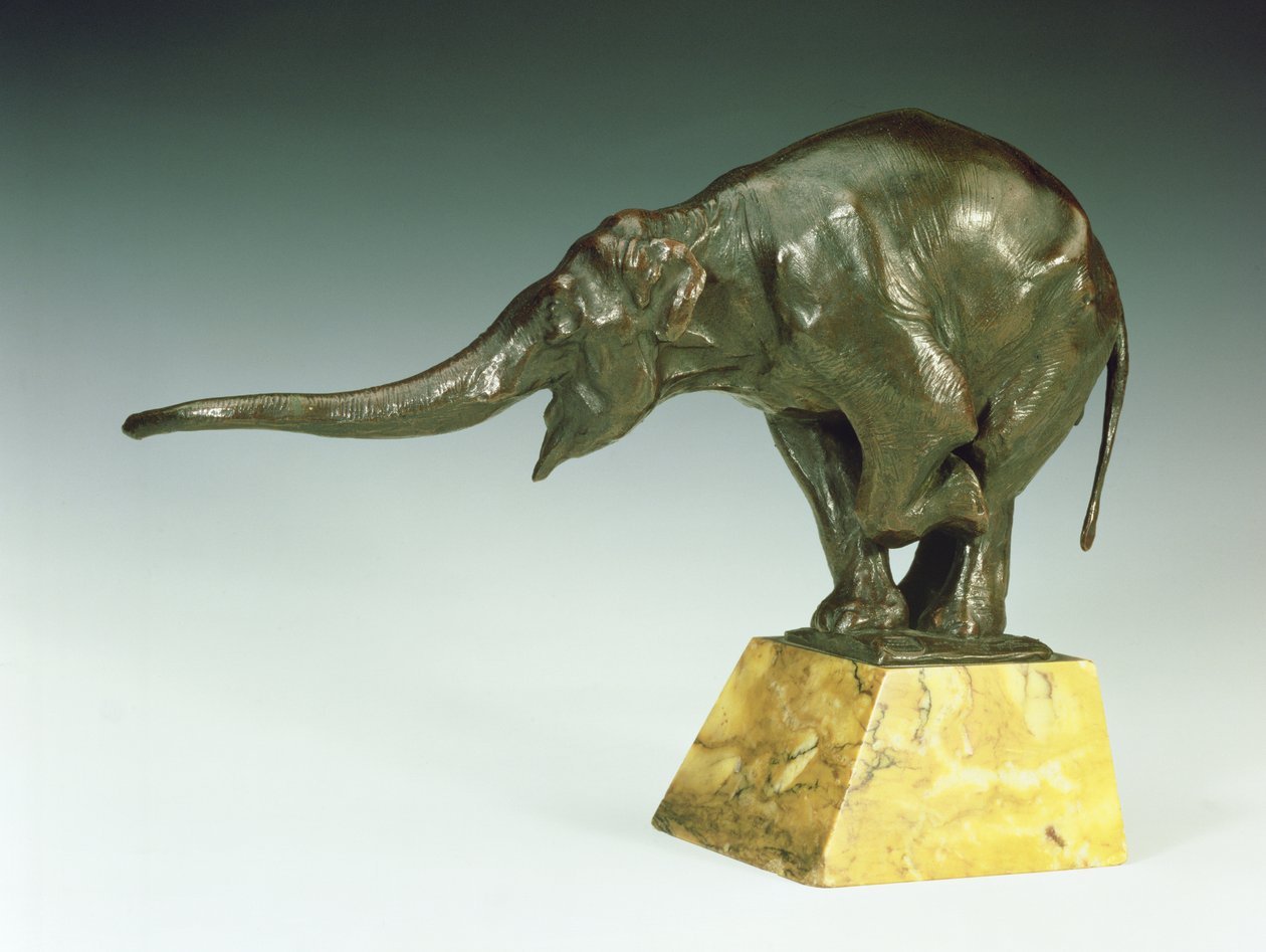Tiggerelefant (bronze med marmorstativ) af Rembrandt Bugatti