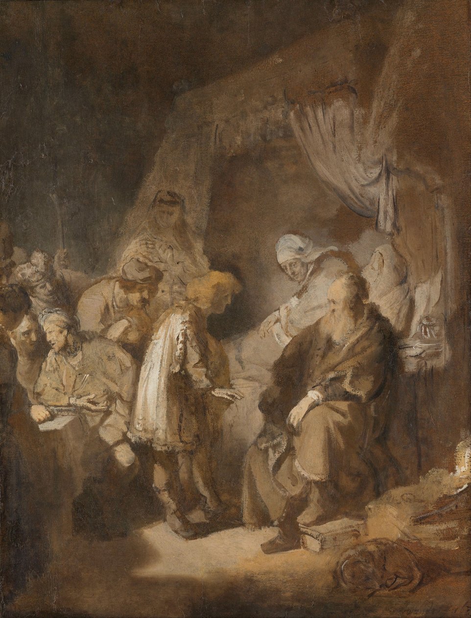 Joseph fortæller sine drømme til sine forældre og brødre, 1633 af Rembrandt van Rijn