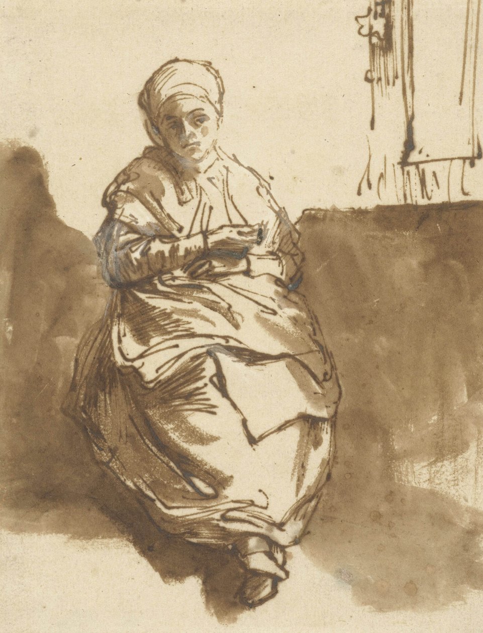 Saskia sidder ved et vindue, ca. 1638 af Rembrandt van Rijn