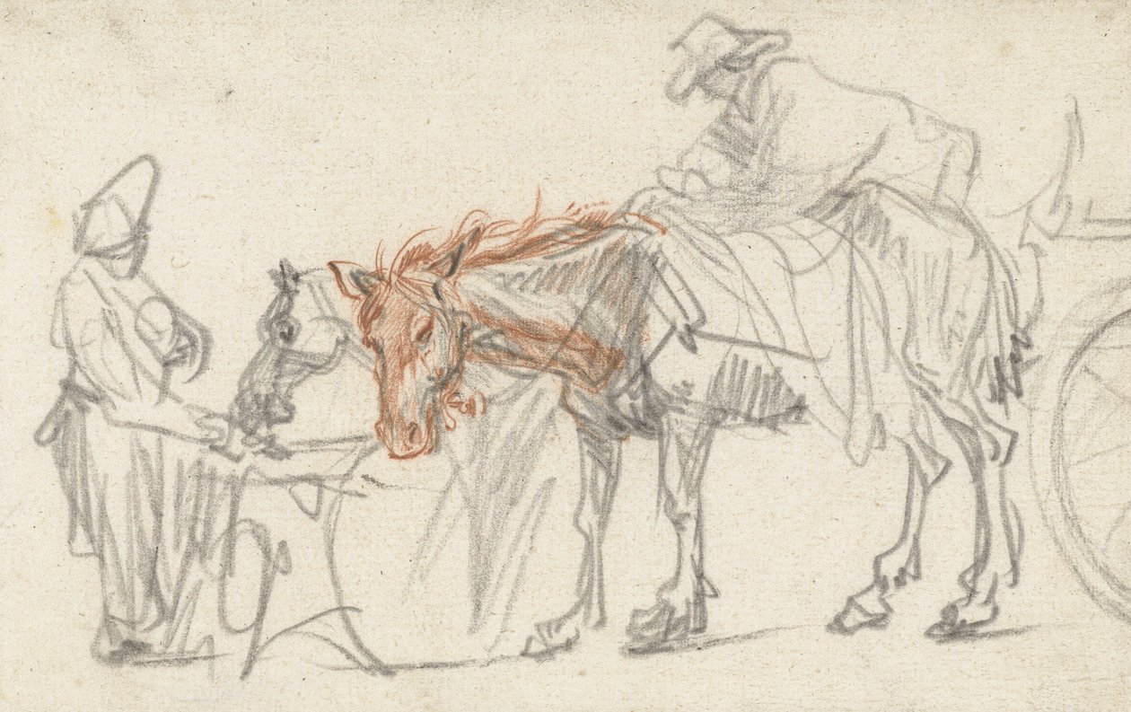 To heste på et holdeplads, ca. 1637 af Rembrandt van Rijn