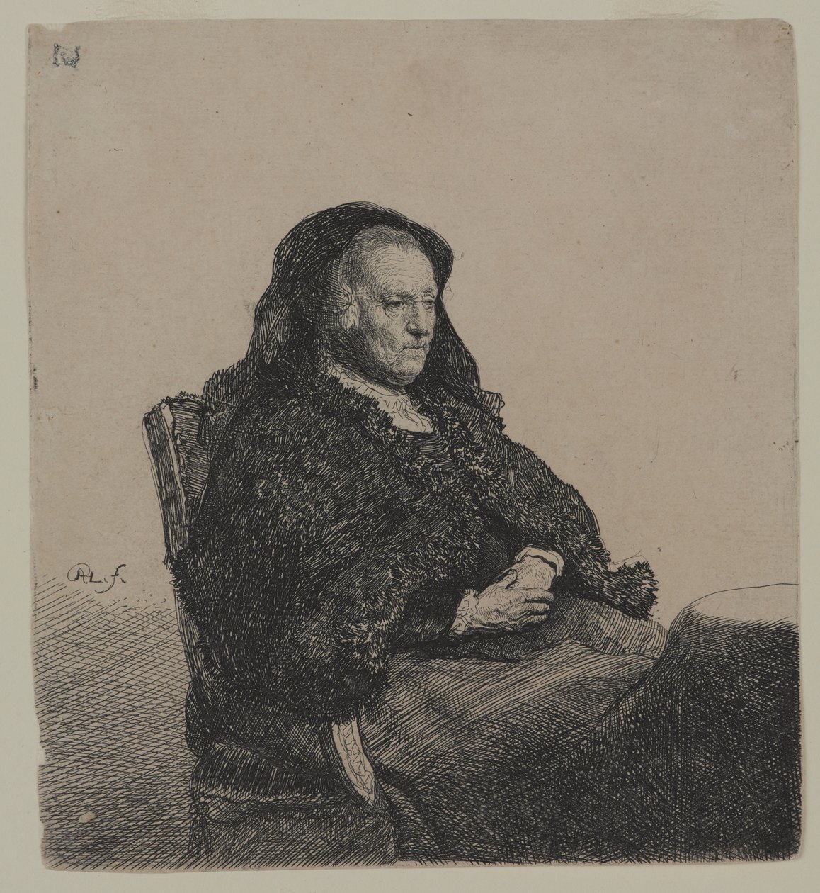 Rembrandts mor, ca. 1631 (radering på lagt papir) af Rembrandt van Rijn