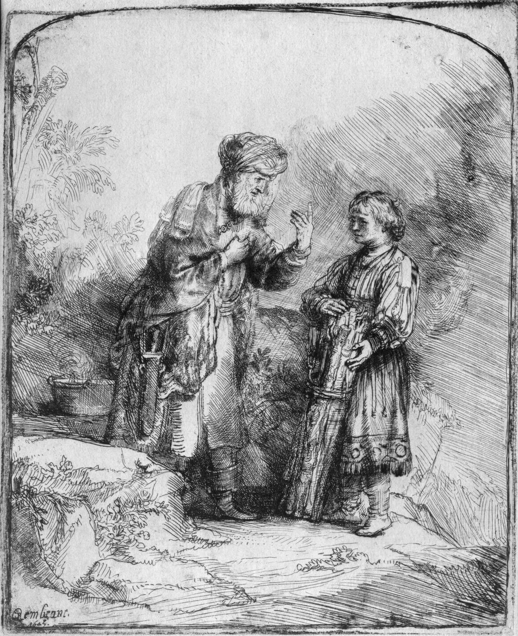 Abraham og Isak, 1645 af Rembrandt van Rijn