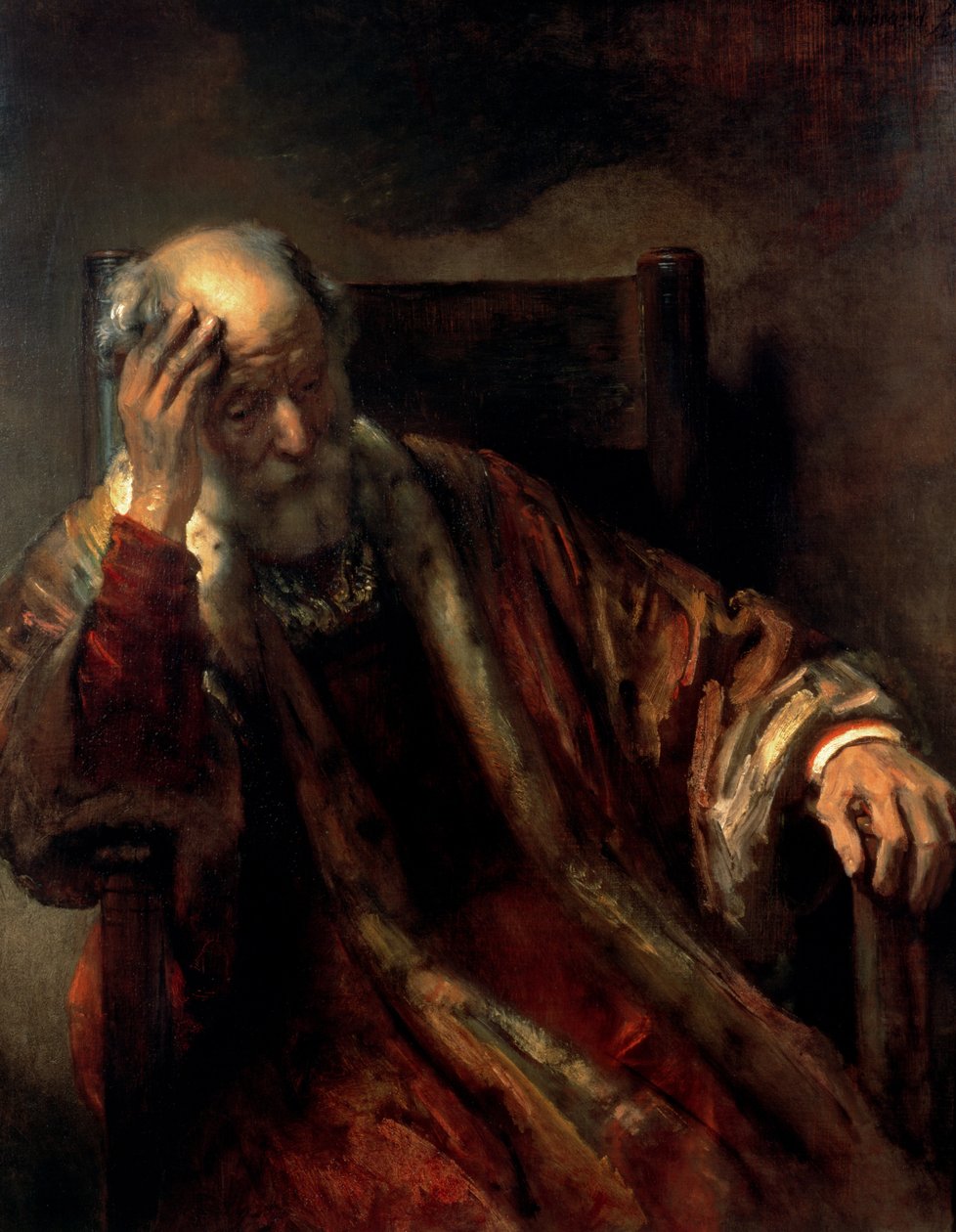 En gammel mand i en lænestol af Rembrandt van Rijn