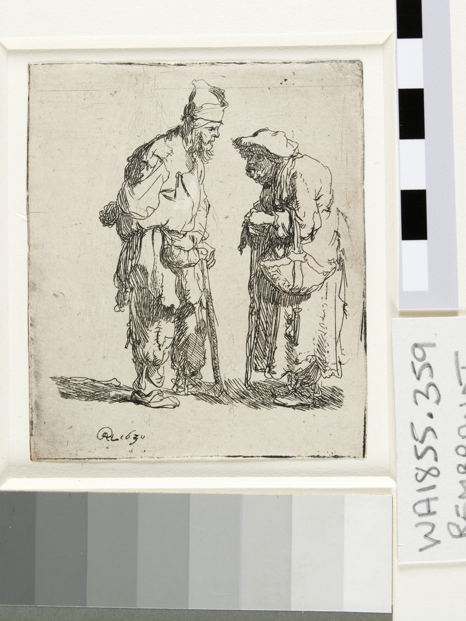 Tiggermand og tiggerkvinde i samtale, 1630 af Rembrandt van Rijn