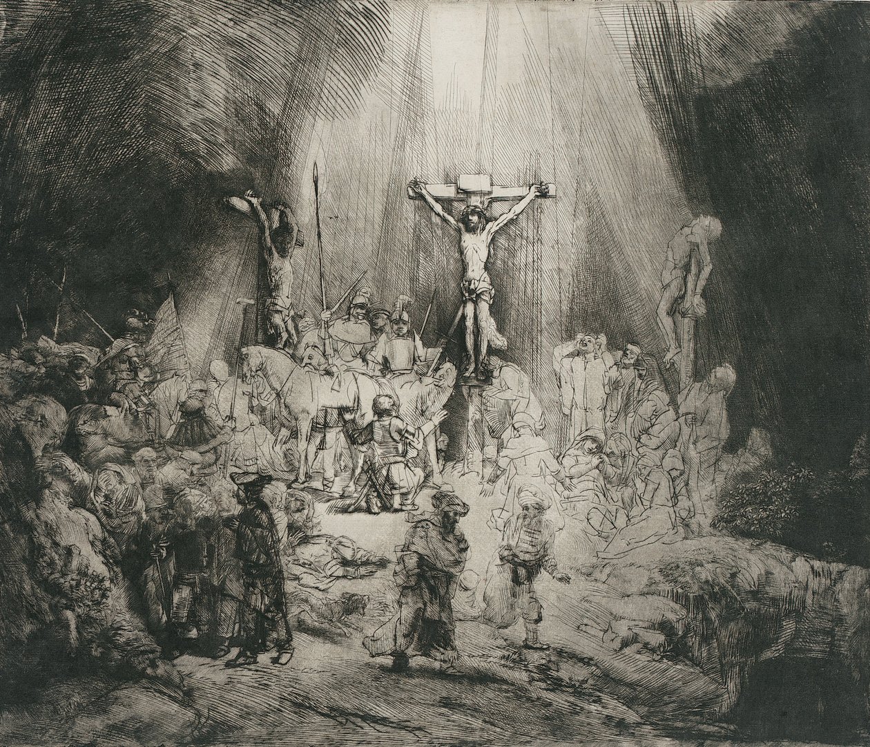 Kristus korsfæstet mellem de to tyve (De tre kors) af Rembrandt van Rijn