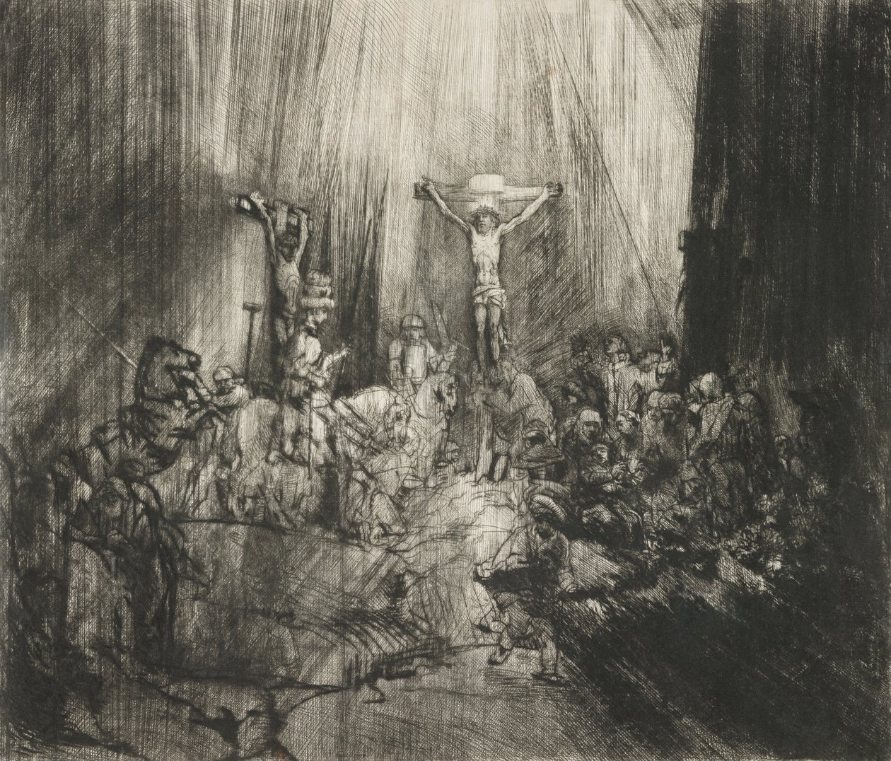Kristus korsfæstet mellem to tyve (De tre kors) af Rembrandt van Rijn
