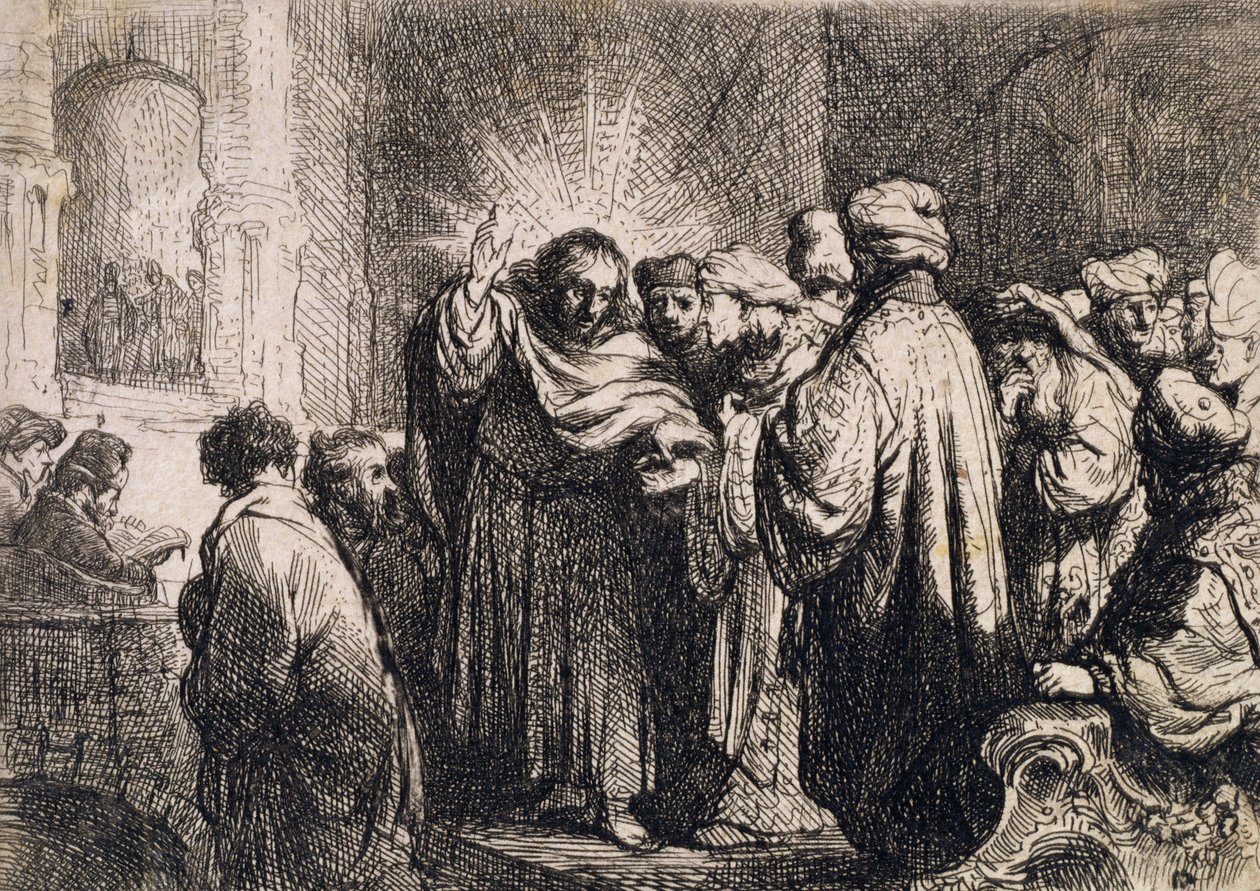 Kristus med de ældste, fra Michael Faradays scrapbog af Rembrandt van Rijn