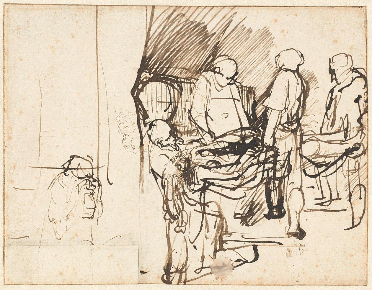 Begravelsen på en skitse af en bøddel af Rembrandt van Rijn