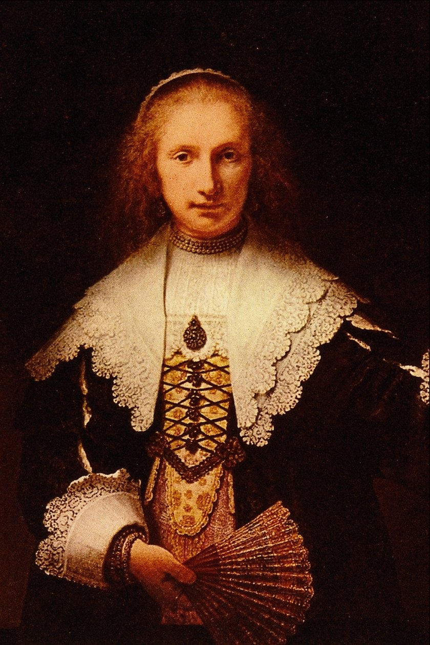 Dame med ventilator af Rembrandt van Rijn
