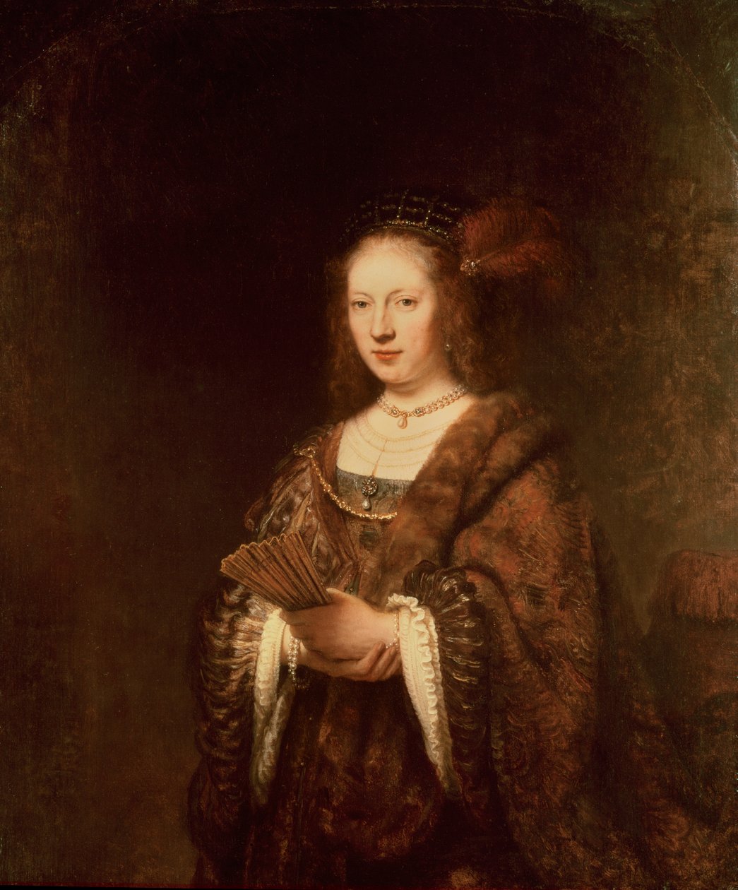 Dame med en vifte af Rembrandt van Rijn