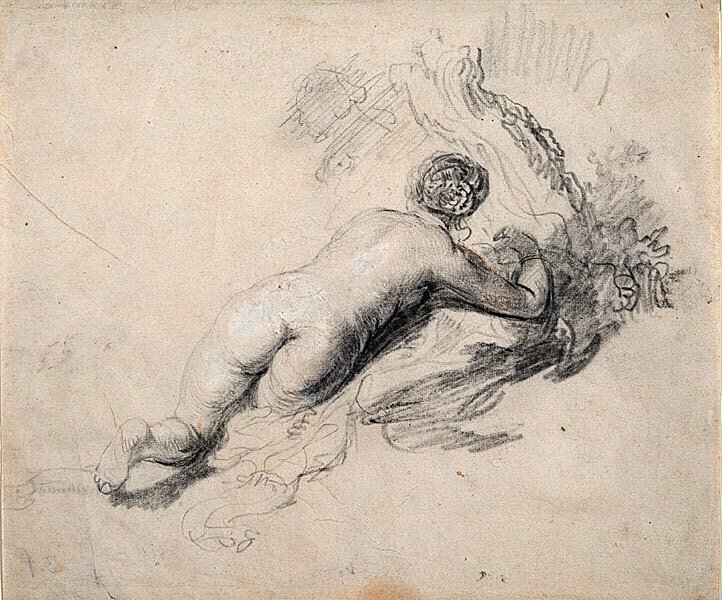 Nøgen kvinde tilbagelænet af Rembrandt van Rijn