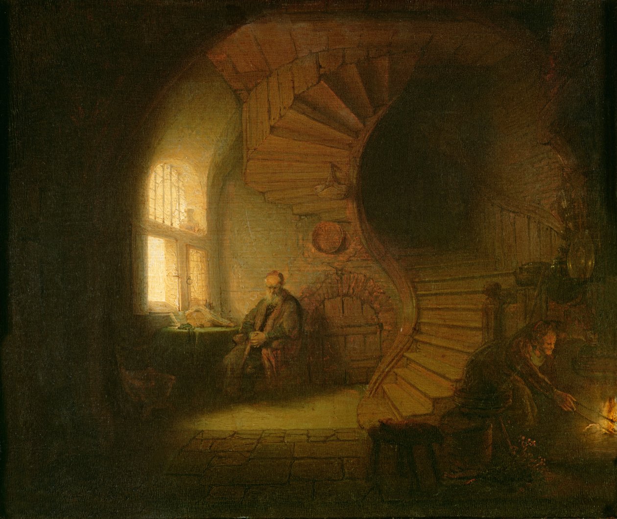 Filosof, reflekterende af Rembrandt van Rijn