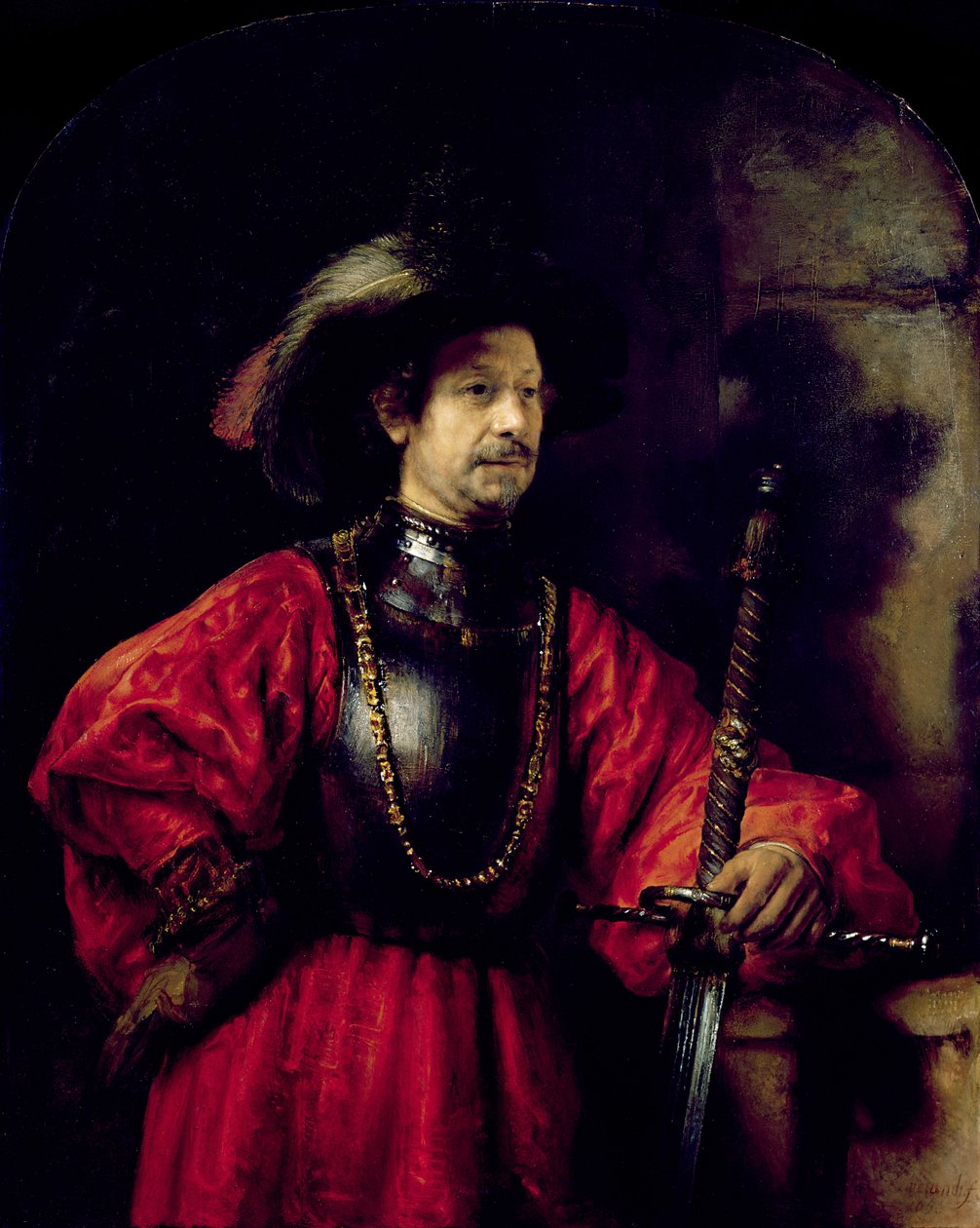 Portræt af en mand i militærdragt, 1650 af Rembrandt van Rijn
