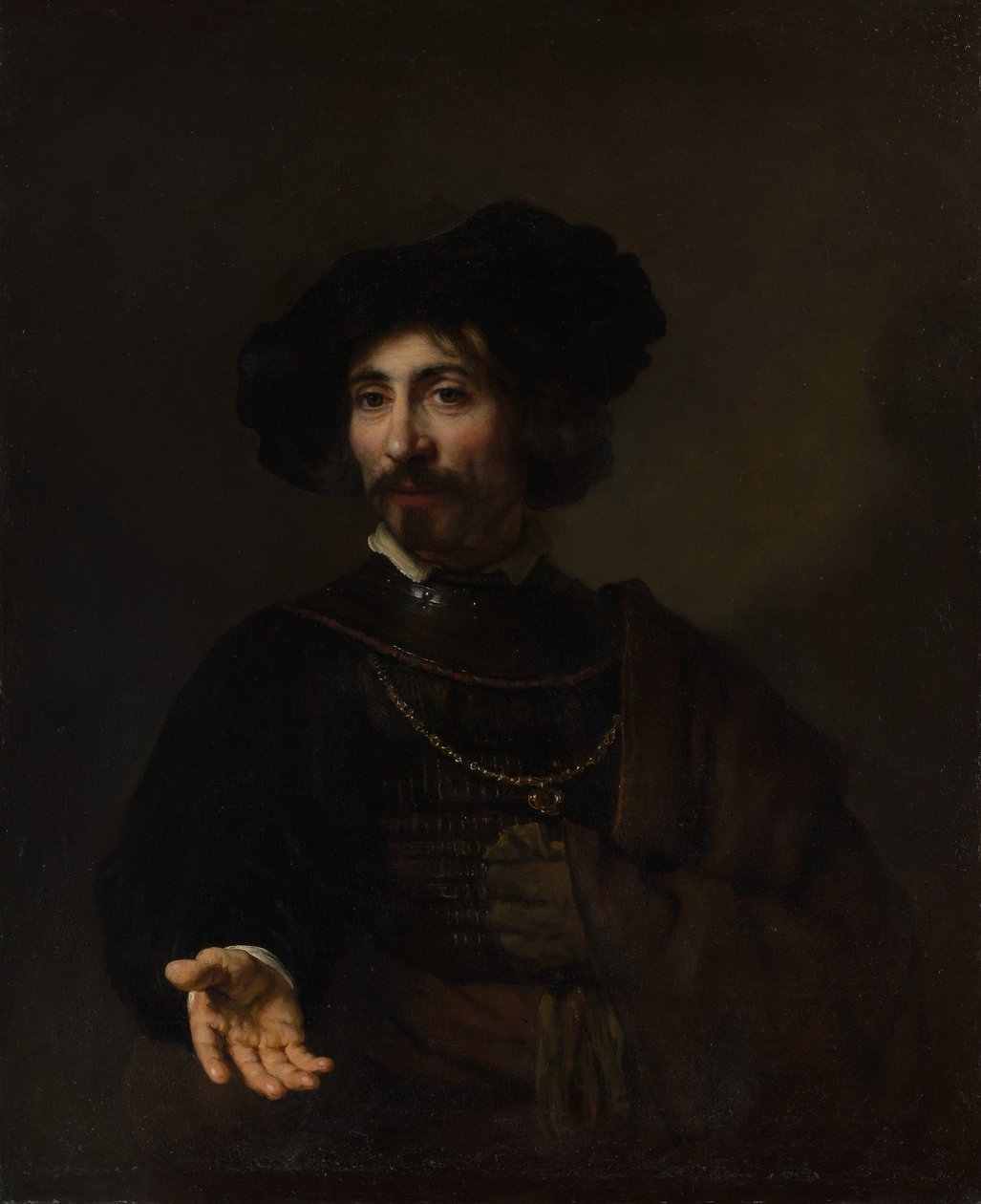 Portræt af en mand med en stålgorget af Rembrandt van Rijn