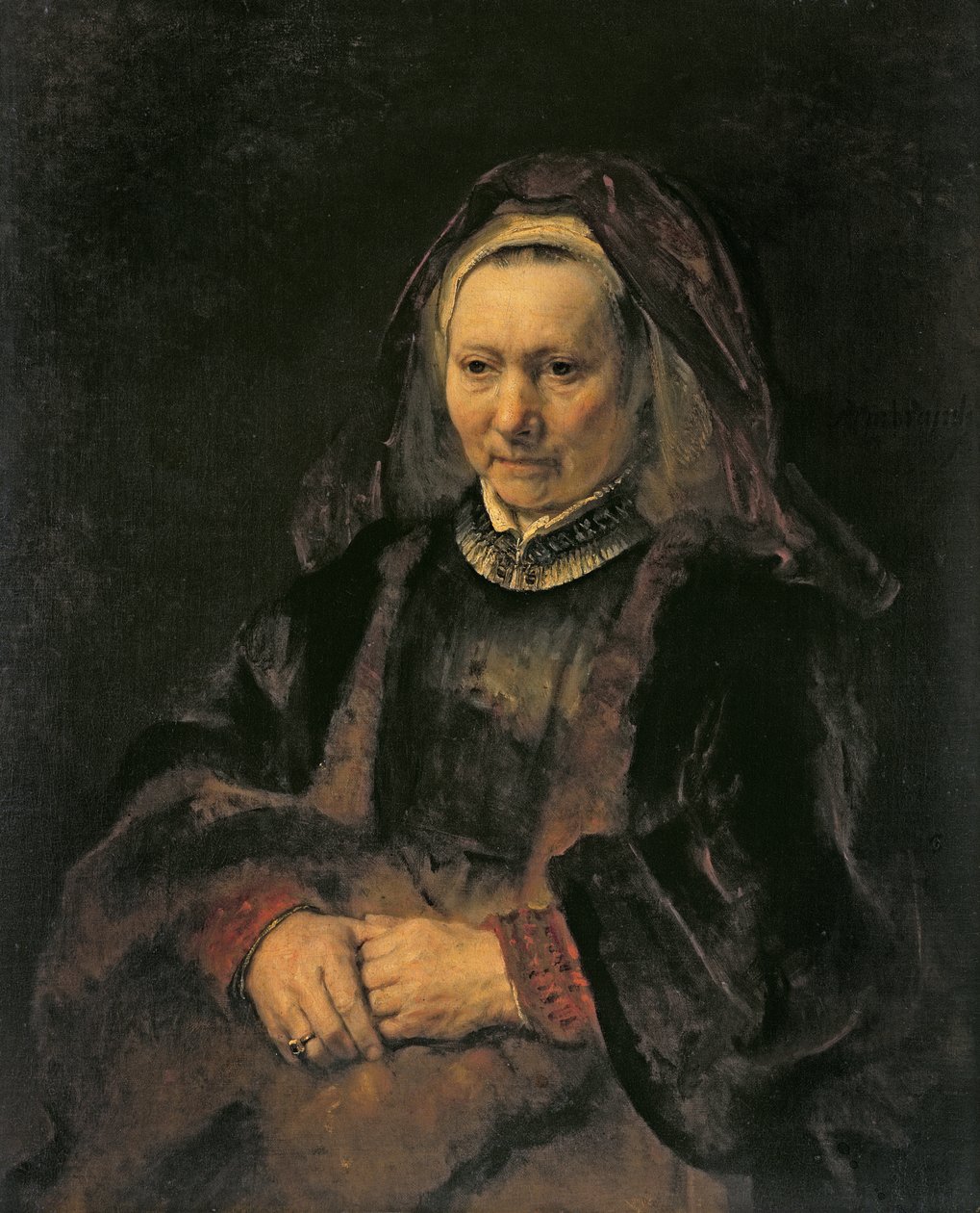 Portræt af en ældre kvinde, ca. 1650 af Rembrandt van Rijn