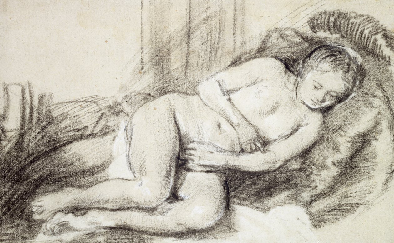 Liggende nøgen kvinde af Rembrandt van Rijn