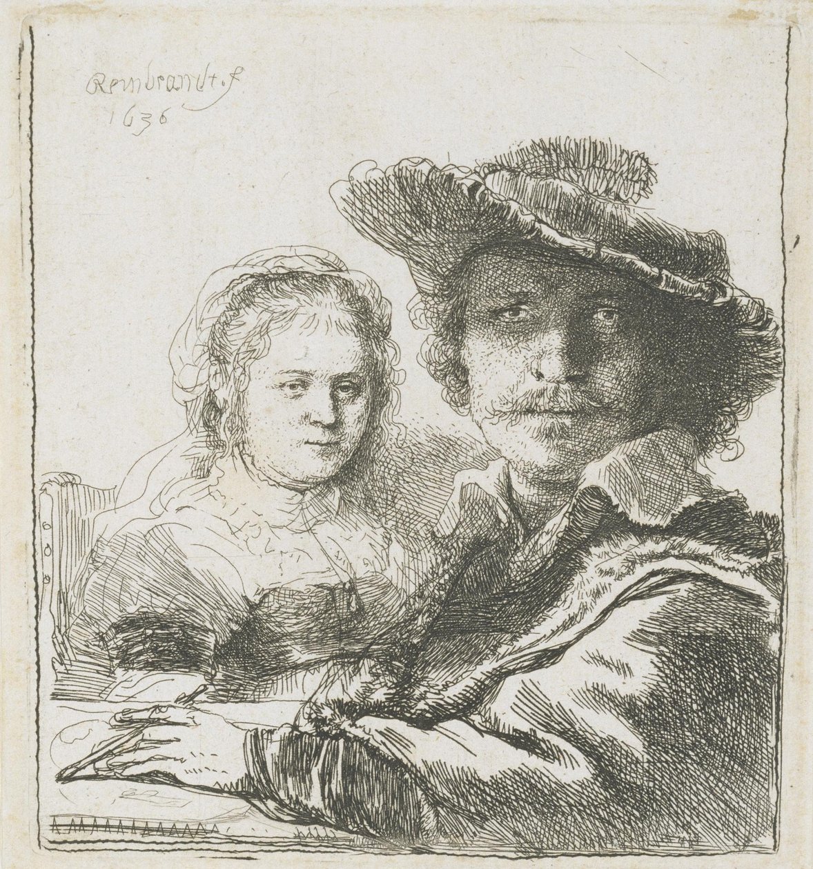 Rembrandt og hans kone Saskia af Rembrandt van Rijn