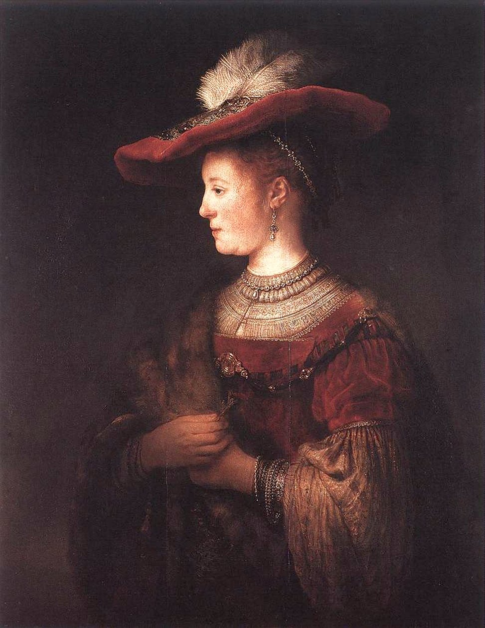 Saskia i pompøs kjole af Rembrandt van Rijn