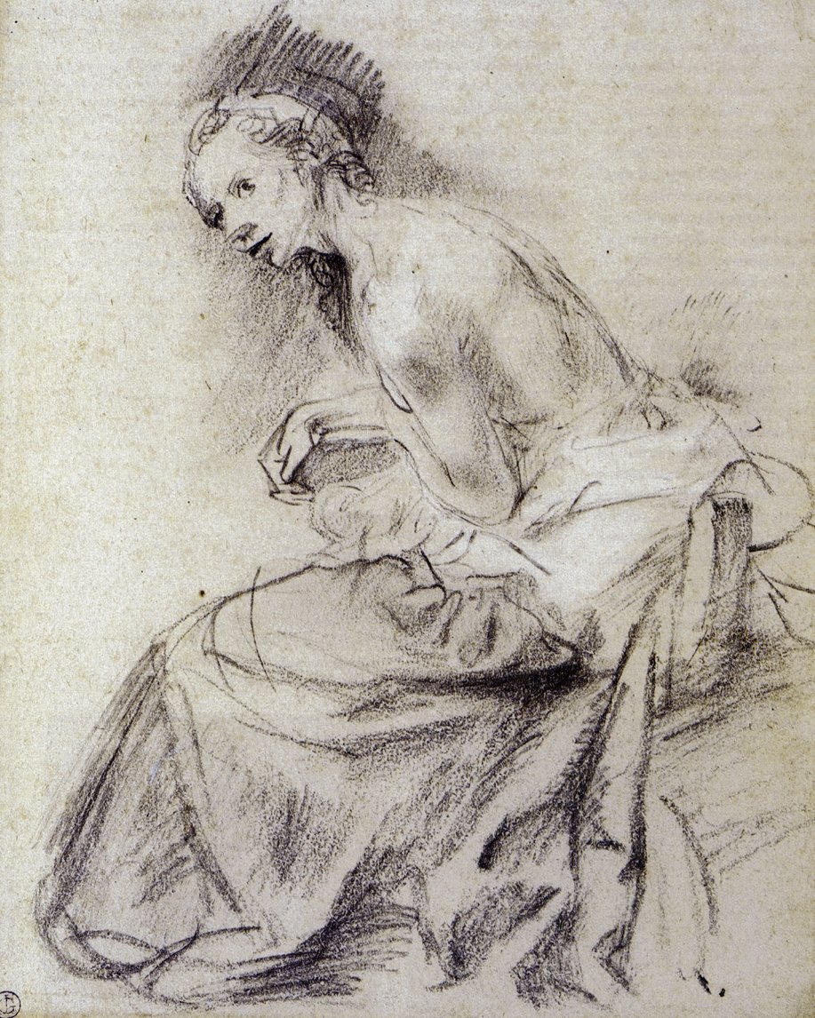 Siddende kvindelig nøgen af Rembrandt van Rijn