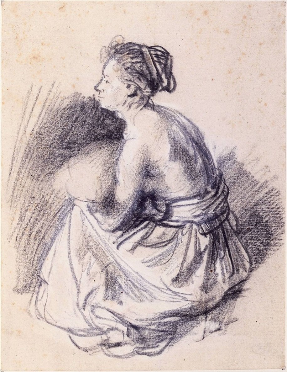 Siddende kvinde, nøgen i taljen af Rembrandt van Rijn