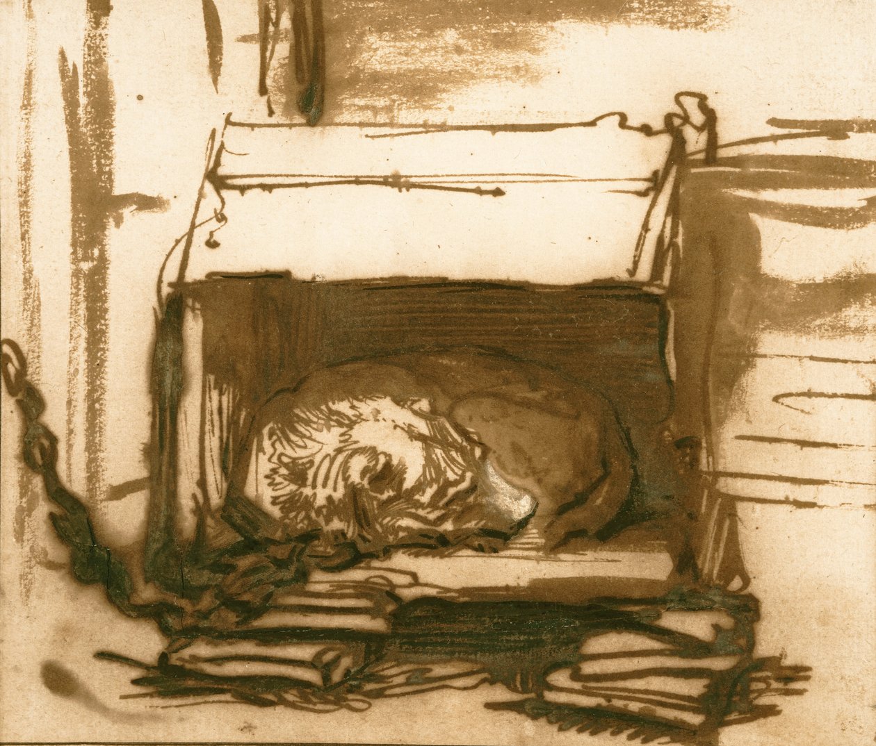 Sovende vagthund af Rembrandt van Rijn