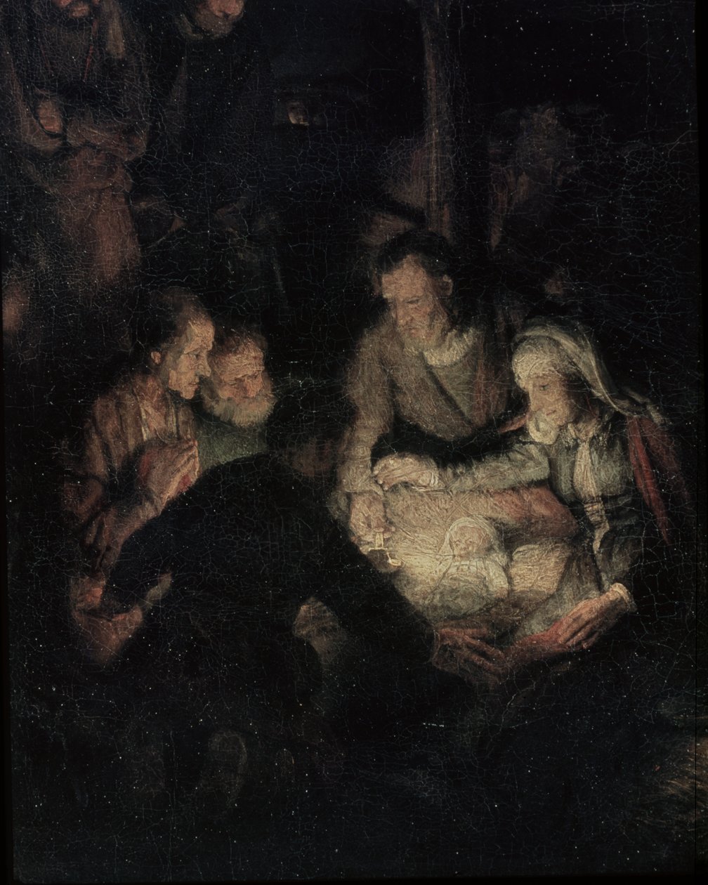 Hyrdernes tilbedelse, detalje, 1646 (detalje af 142128) af Rembrandt van Rijn