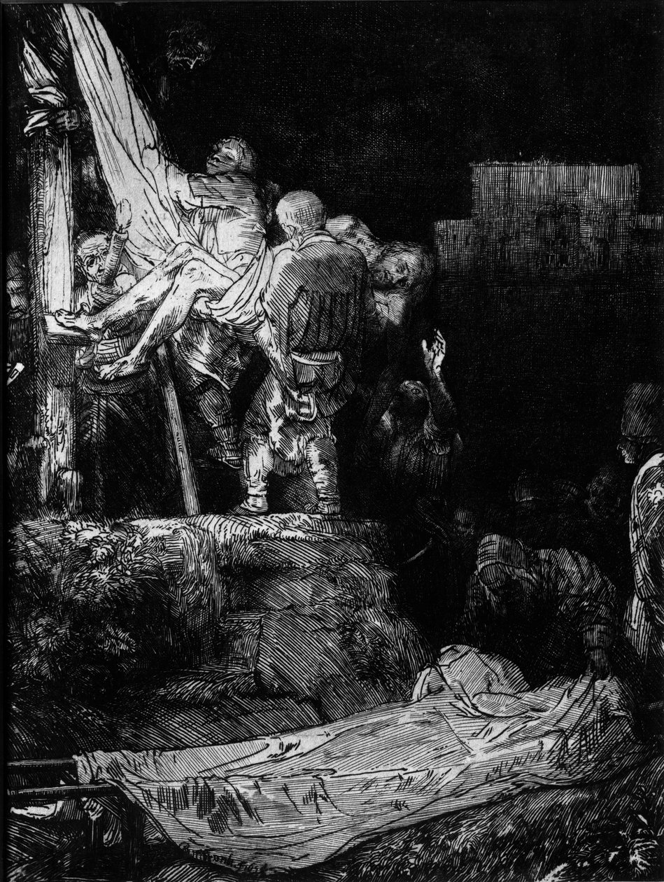 Nedstigningen fra korset med en fakkel, 1654 af Rembrandt van Rijn