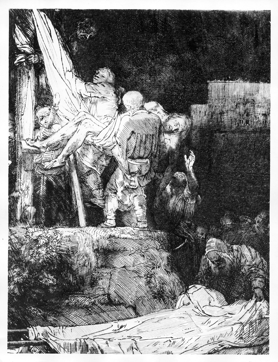 Nedgangen fra korset med en fakkel, 1654 af Rembrandt van Rijn