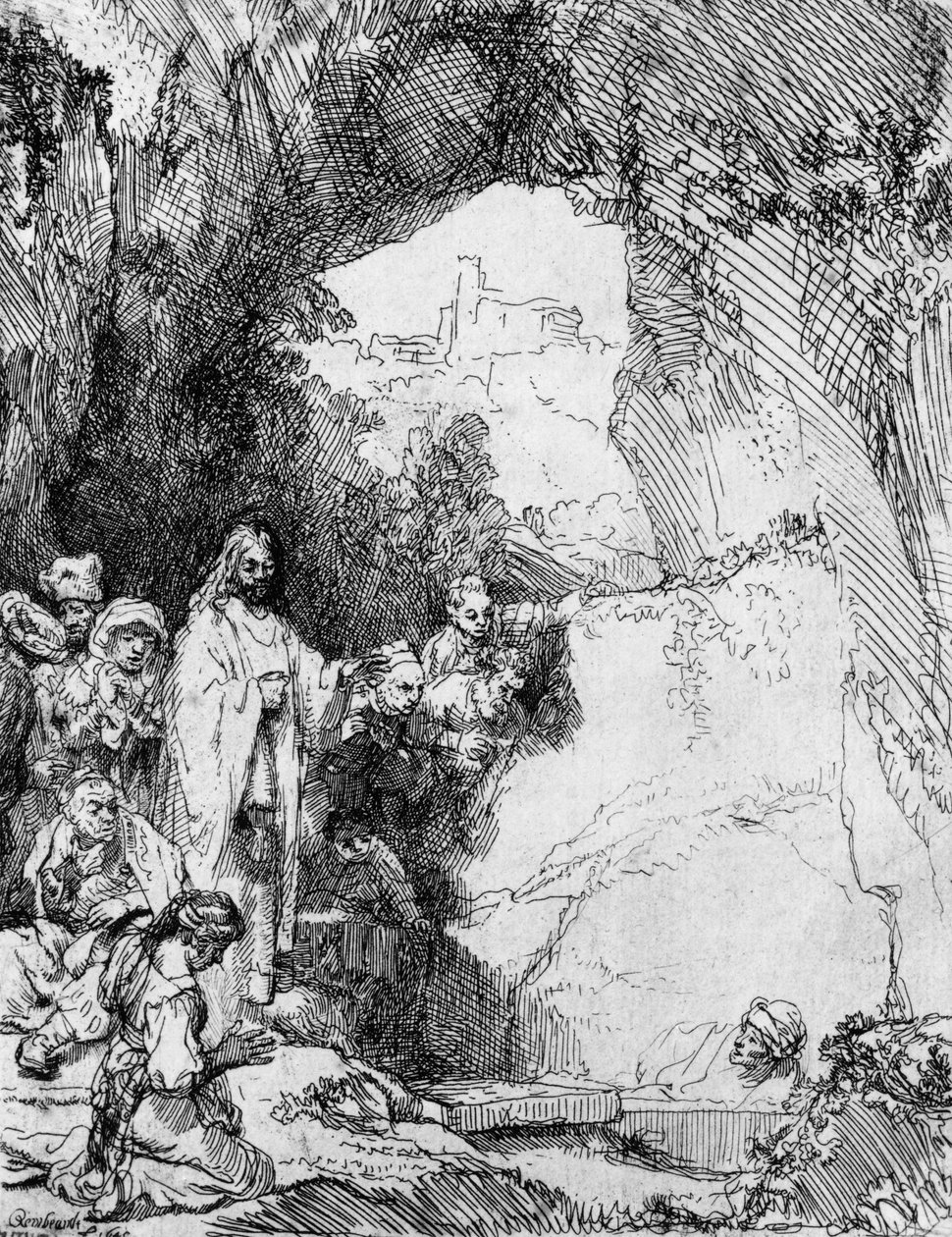 The Small Raising of Lazarus, 1644 (radering) af Rembrandt van Rijn