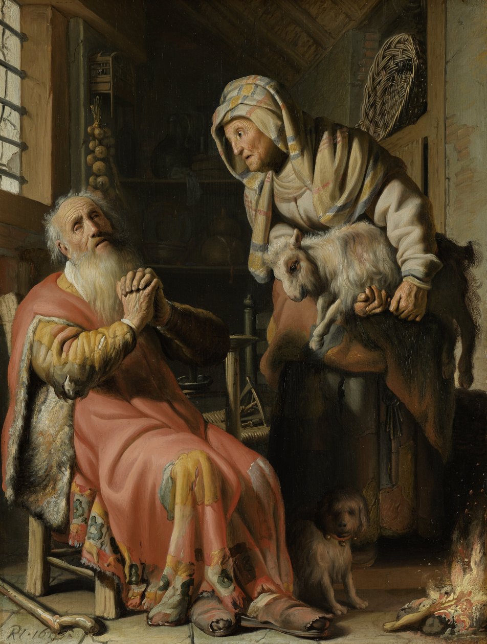 Tobit og Anna med Kid gedet af Rembrandt van Rijn