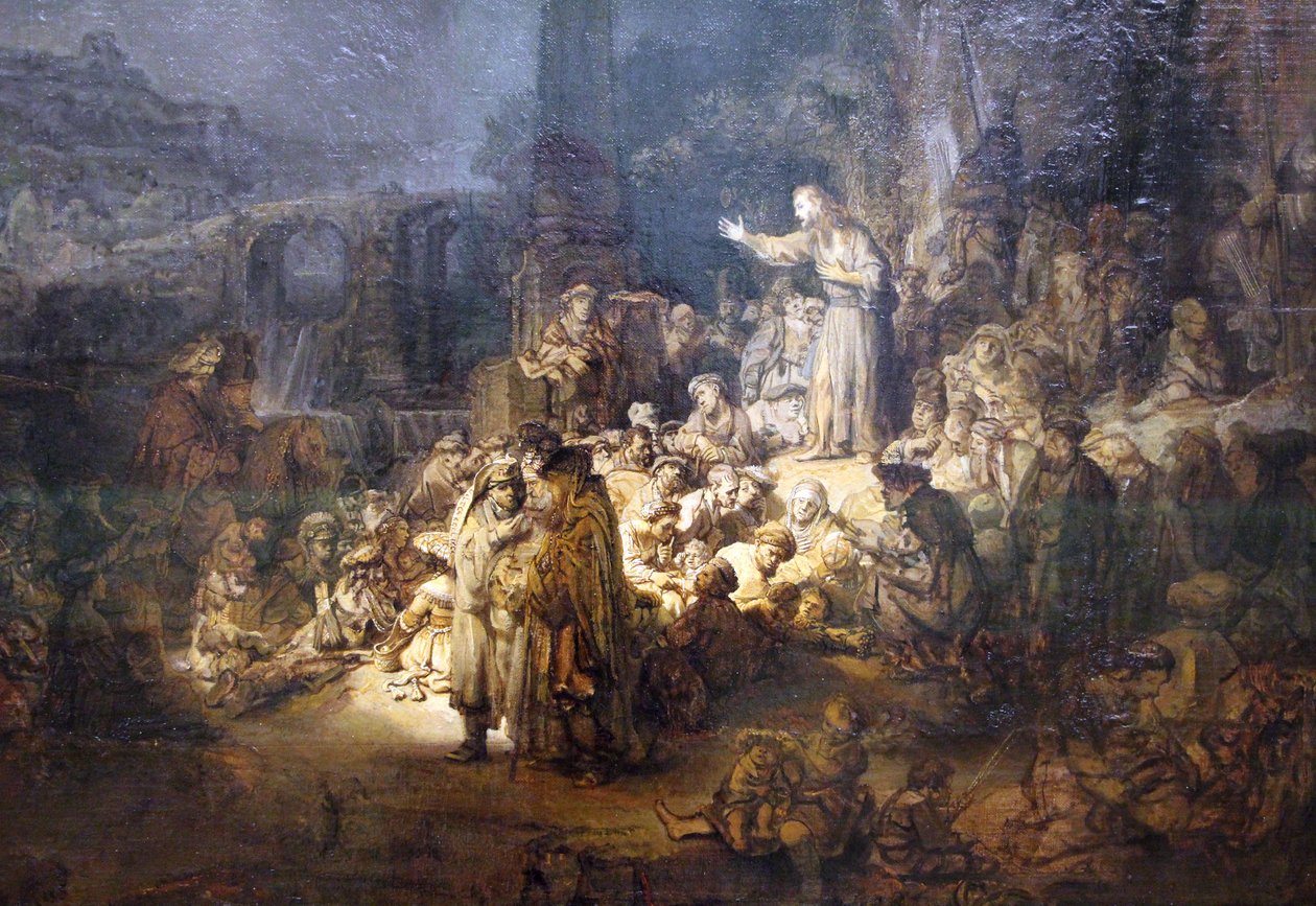 baptistens prædiken af Rembrandt van Rijn