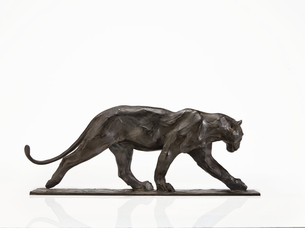 Panther walking, bagben hævet, ca. 1904 (patineret bronze) af Rembrandt Bugatti
