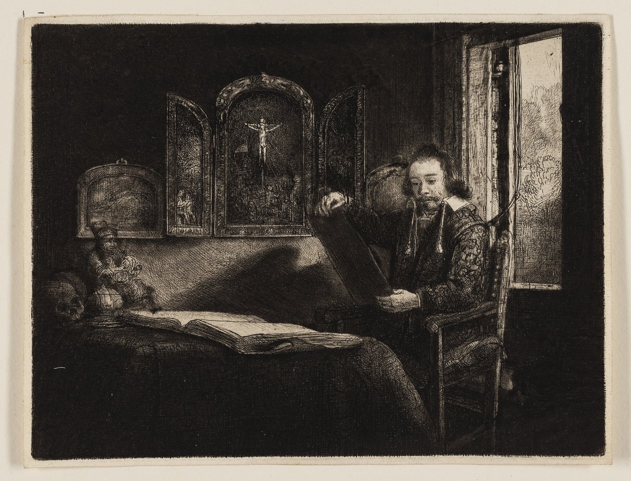 Abraham Francen, Apothecary, c.1657 (ætsning og drypoint i sort på papir) af Rembrandt Harmensz. van Rijn