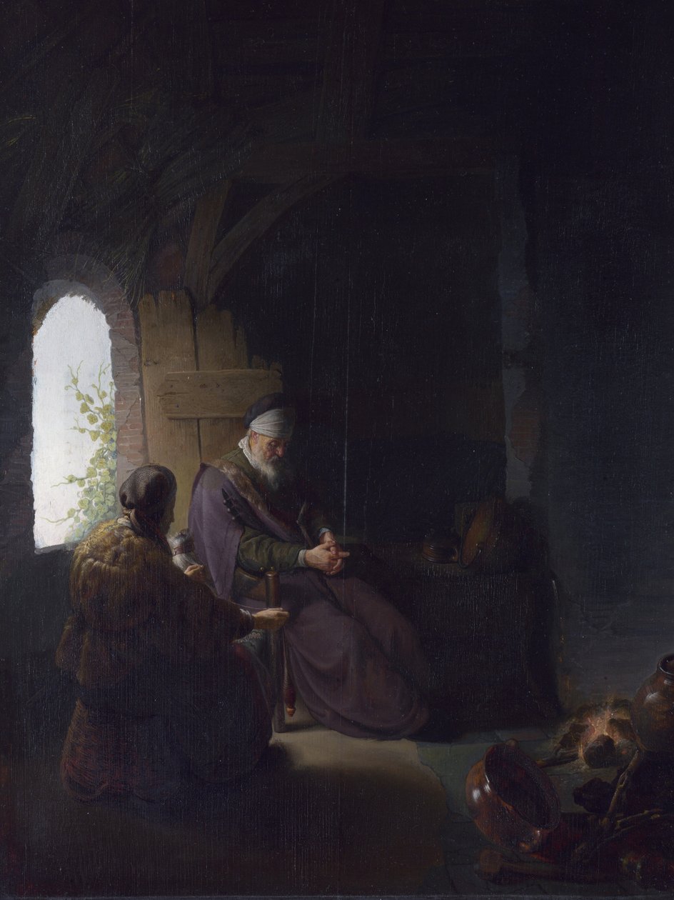 Anna and the Blind Tobit, ca. 1630 (olie på panel) af Rembrandt van Rijn