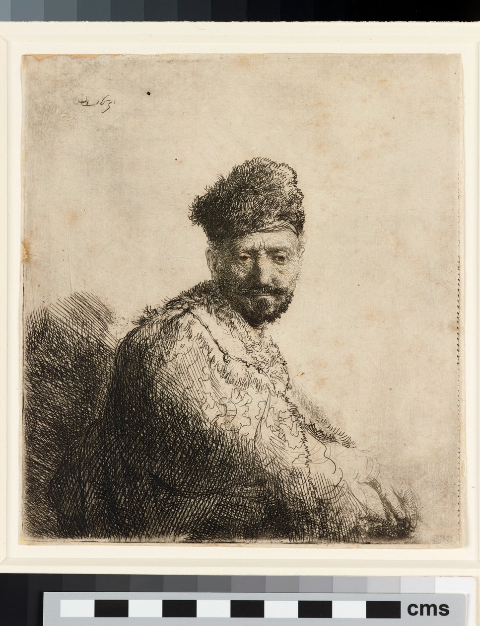 Skægget mand i pelset orientalsk kasket: kunstnerens far af Rembrandt van Rijn