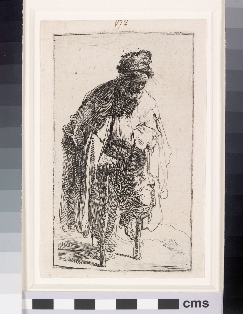 Tigger med et træben, ca. 1630 (ætsning) af Rembrandt van Rijn