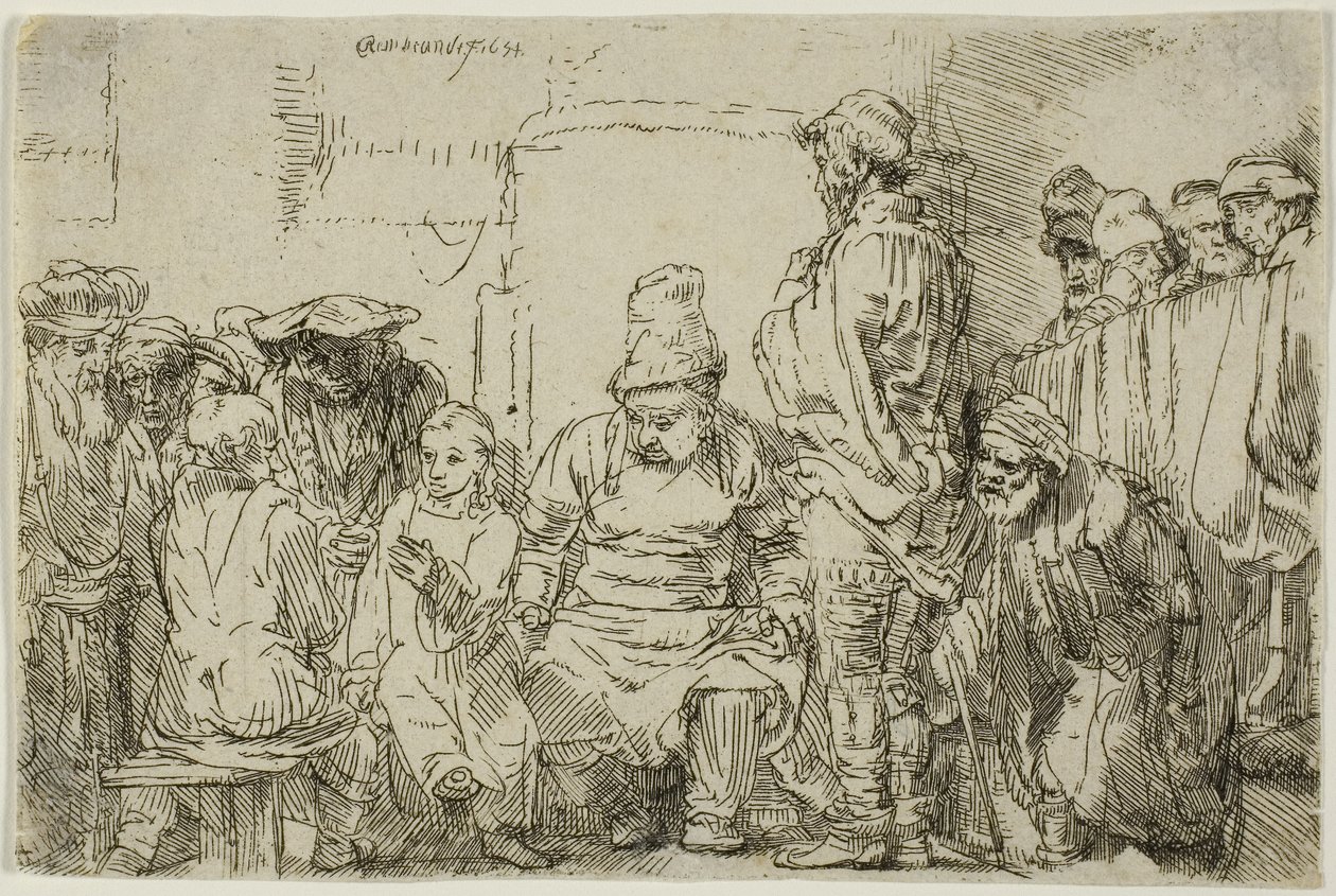 Kristus sidder og diskuterer med lægerne af Rembrandt Harmensz. van Rijn