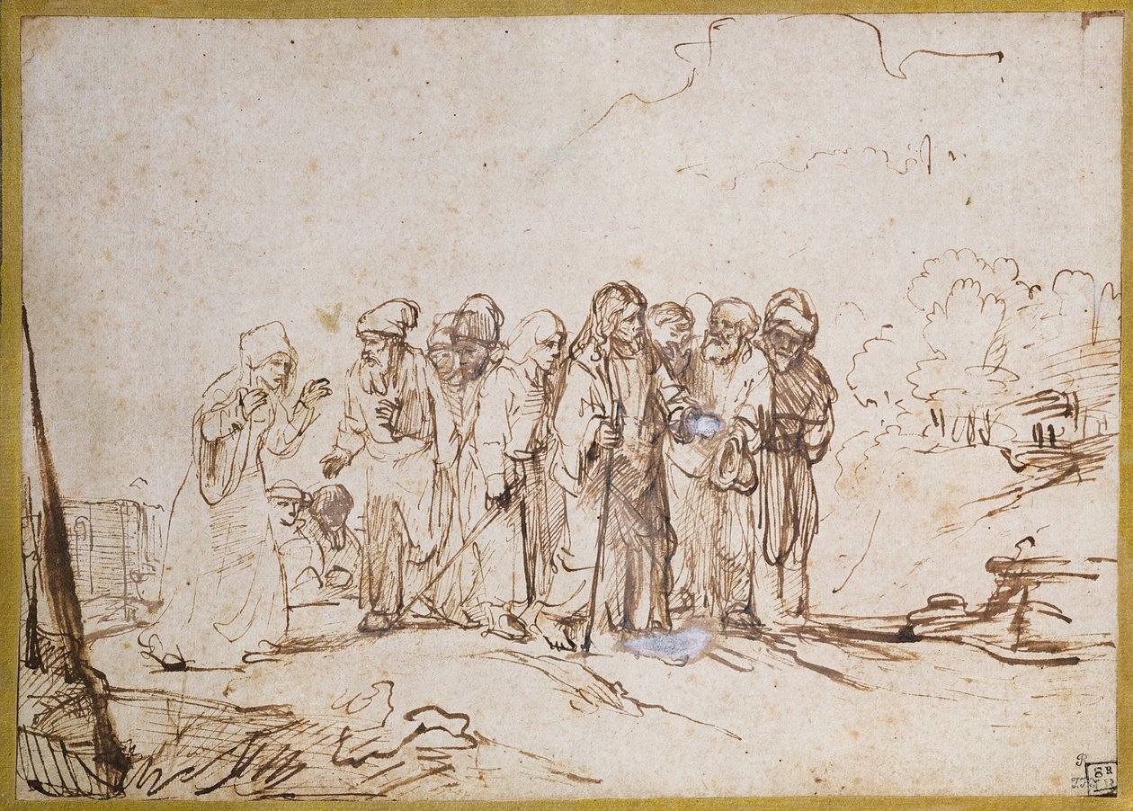 Kristus og den kanaanæiske kvinde af Rembrandt van Rijn