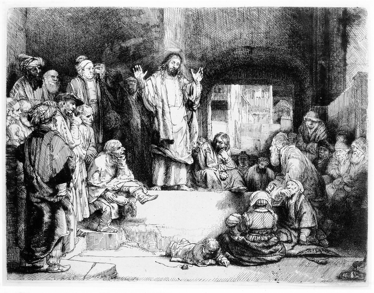 Kristus prædiker, ca. 1652 (radering) af Rembrandt van Rijn
