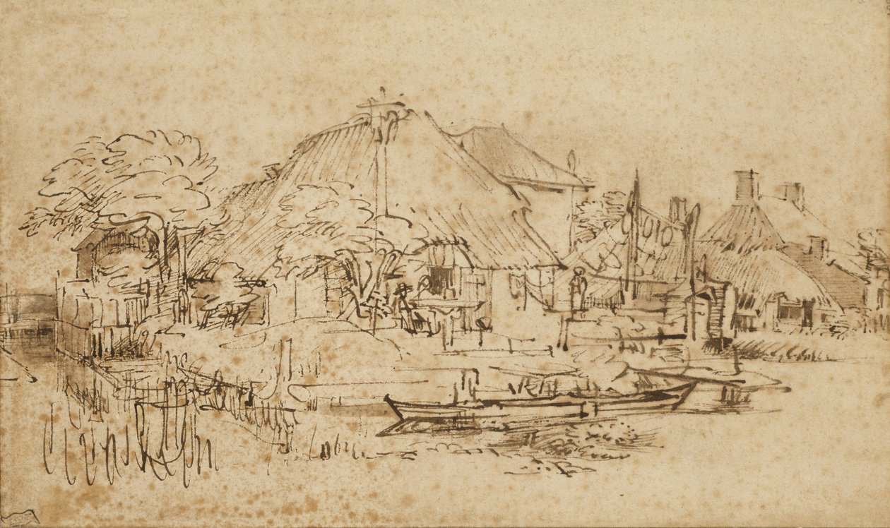 Sommerhus ved siden af en kanal, ca. 1650?-53 af Rembrandt van Rijn