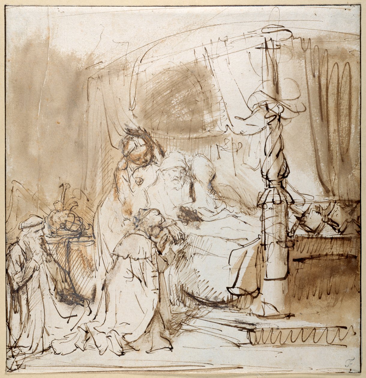 Davids befaling til Salomon (pen og blæk med vask på papir) af Rembrandt Harmensz. van Rijn